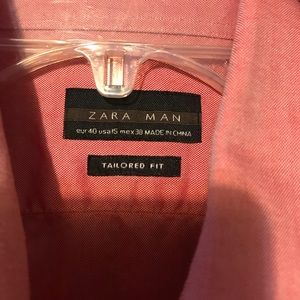 Zara Man Coral long sleeve soft button up